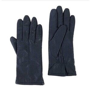 Fownes Vintage Perforated Classic Leather Lined Black Gloves Lightweight Soft 7